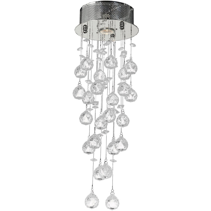 Icicle Polished Chrome Clear Crystal 1 Light Halogen Flushmount - Flushmounts