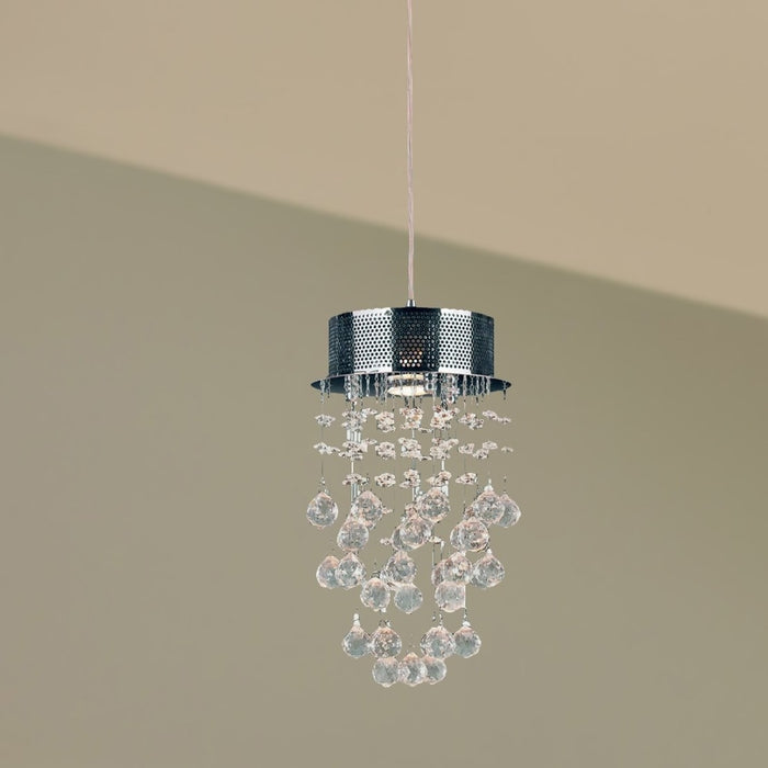 Icicle Polished Chrome Clear Crystal 1 Light Halogen Mini-Pendant - Mini-Pendants