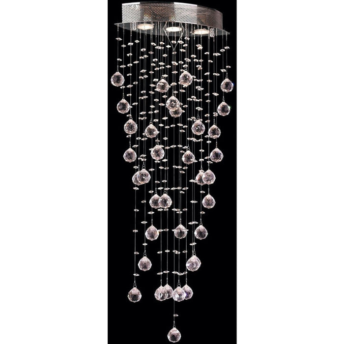 Icicle Polished Chrome Clear Crystal 3 Light Halogen Flushmount - Flushmounts
