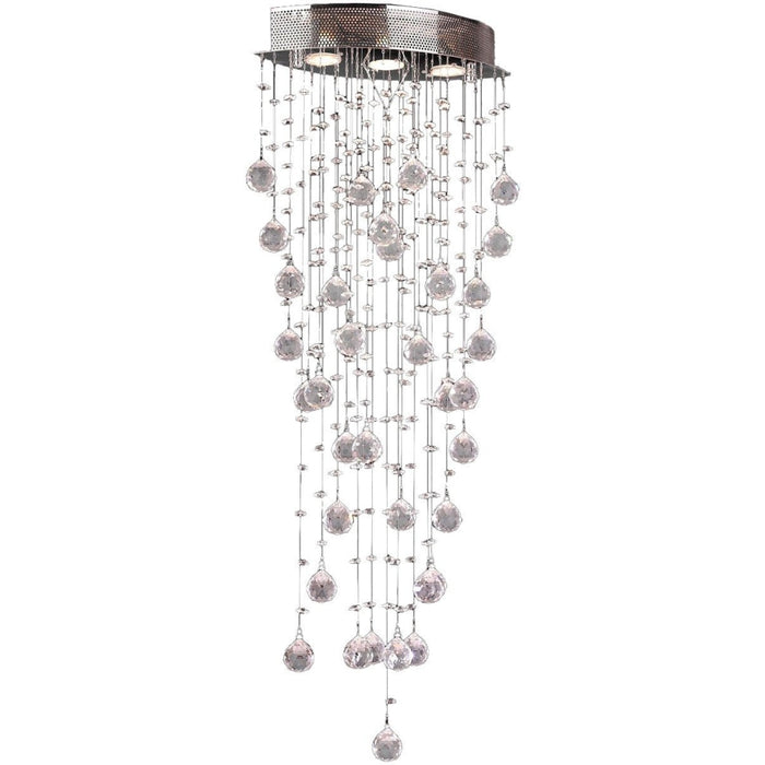 Icicle Polished Chrome Clear Crystal 3 Light Halogen Flushmount - Flushmounts