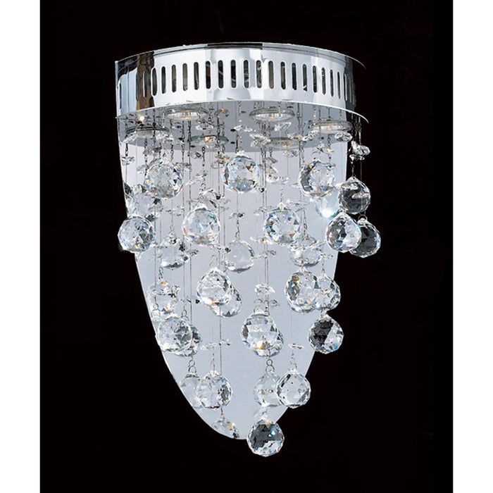 Icicle Polished Chrome Clear Crystal 3 Light Halogen Wall Sconce - Wall Sconces