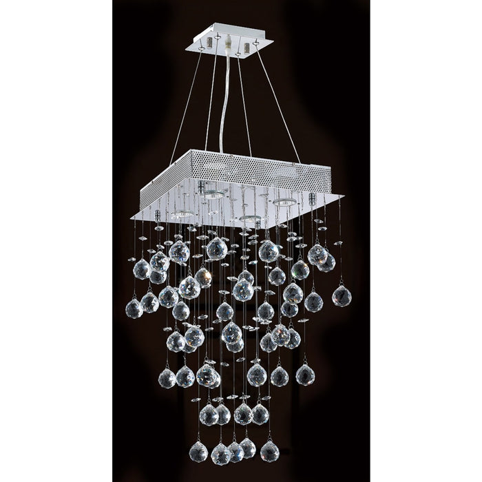 Icicle Polished Chrome Clear Crystal 4 Light Halogen Chandelier - Chandeliers