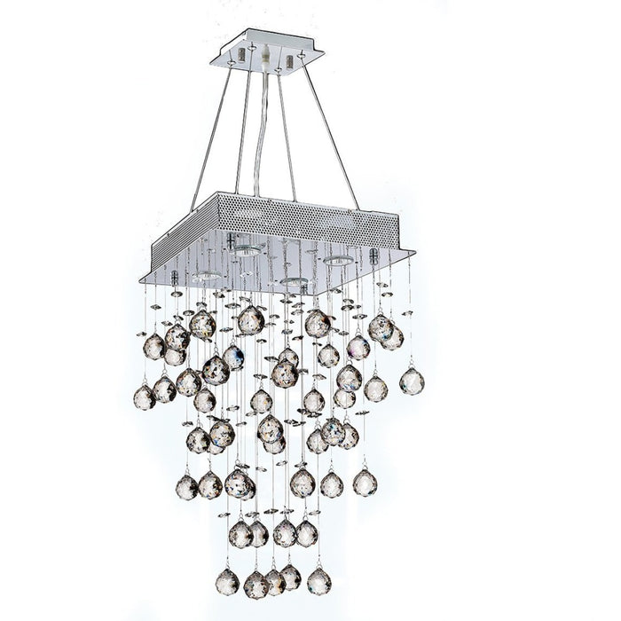 Icicle Polished Chrome Clear Crystal 4 Light Halogen Chandelier - Chandeliers