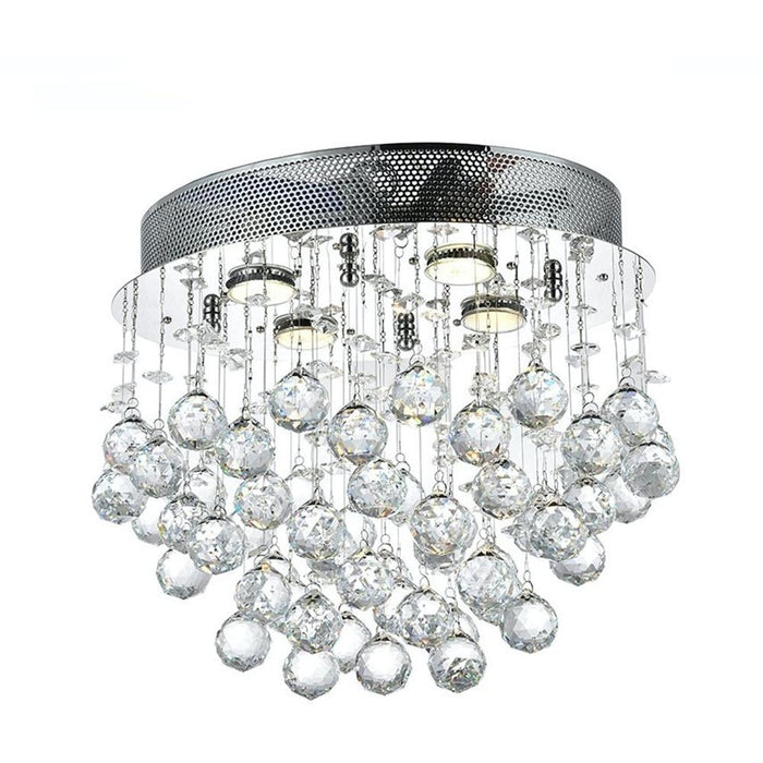 Icicle Polished Chrome Clear Crystal 4 Light Halogen Flushmount - Flushmounts