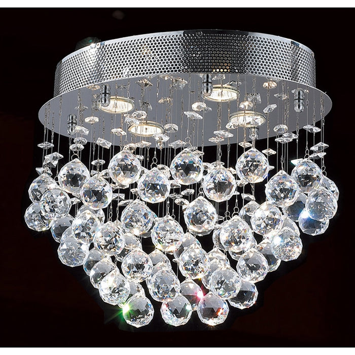 Icicle Polished Chrome Clear Crystal 4 Light Halogen Flushmount - Flushmounts