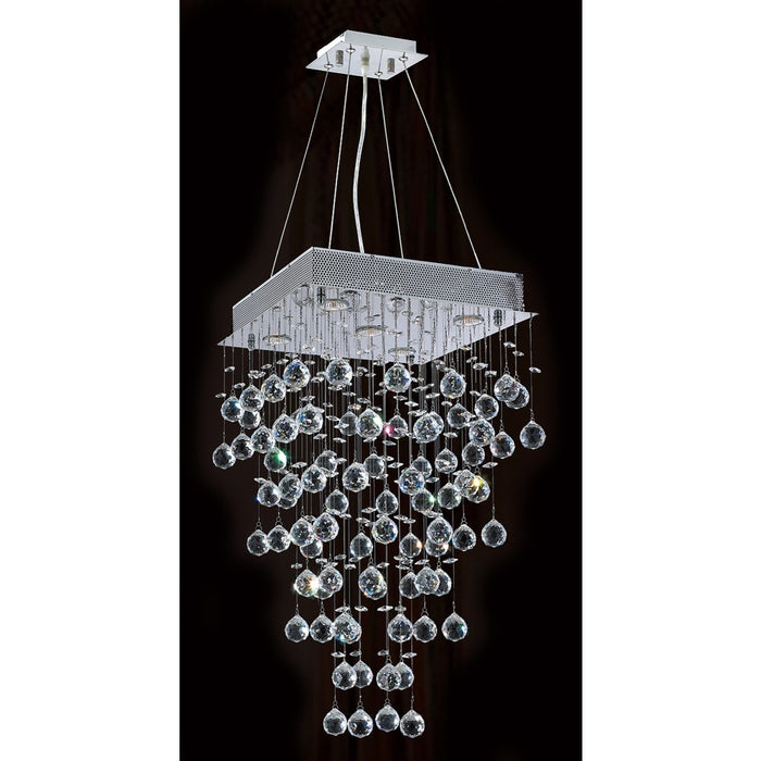 Icicle Polished Chrome Clear Crystal 5 Light Halogen Chandelier - Chandeliers