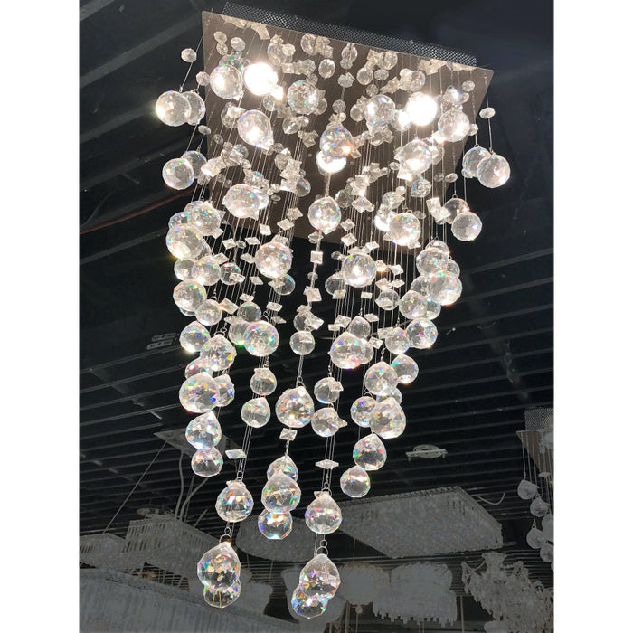 Icicle Polished Chrome Clear Crystal 5 Light Halogen Chandelier - Chandeliers