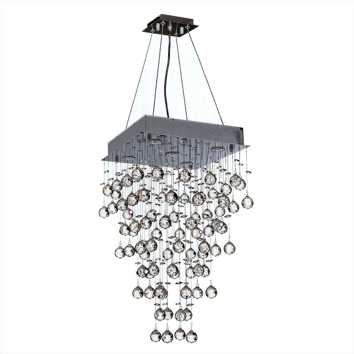 Icicle Polished Chrome Clear Crystal 5 Light Halogen Chandelier - Chandeliers