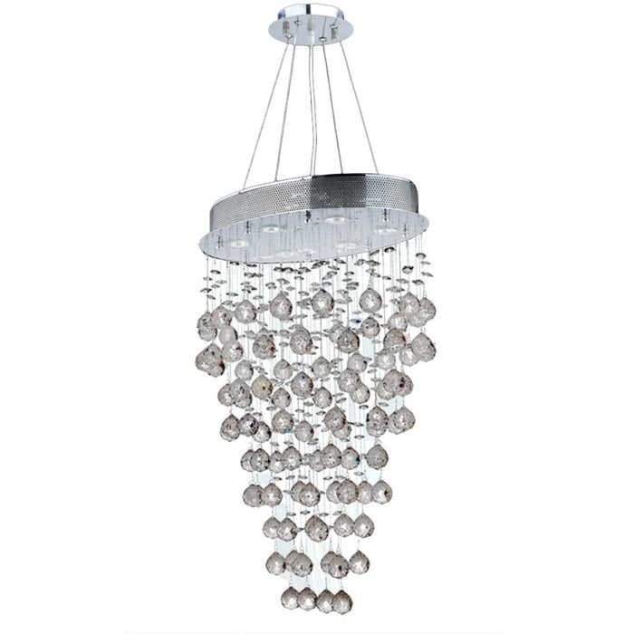 Icicle Polished Chrome Clear Crystal 6 Light Halogen Chandelier - Chandeliers