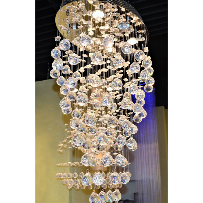 Icicle Polished Chrome Clear Crystal 6 Light Halogen Chandelier - Chandeliers