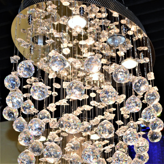 Icicle Polished Chrome Clear Crystal 6 Light Halogen Chandelier - Chandeliers