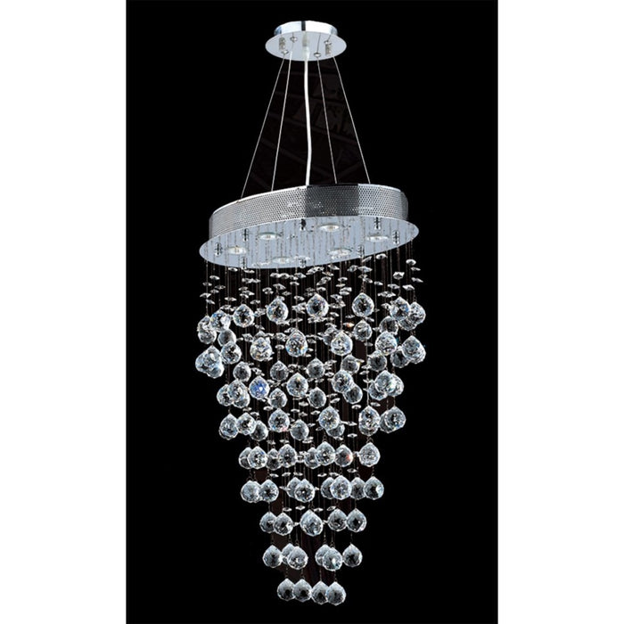 Icicle Polished Chrome Clear Crystal 6 Light Halogen Chandelier - Chandeliers