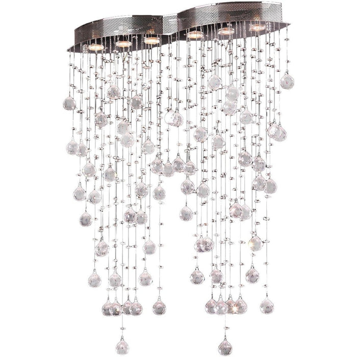 Icicle Polished Chrome Clear Crystal 6 Light Halogen Flushmount - Flushmounts