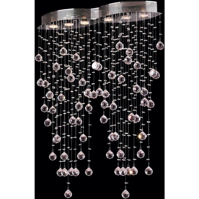 Icicle Polished Chrome Clear Crystal 6 Light Halogen Flushmount - Flushmounts