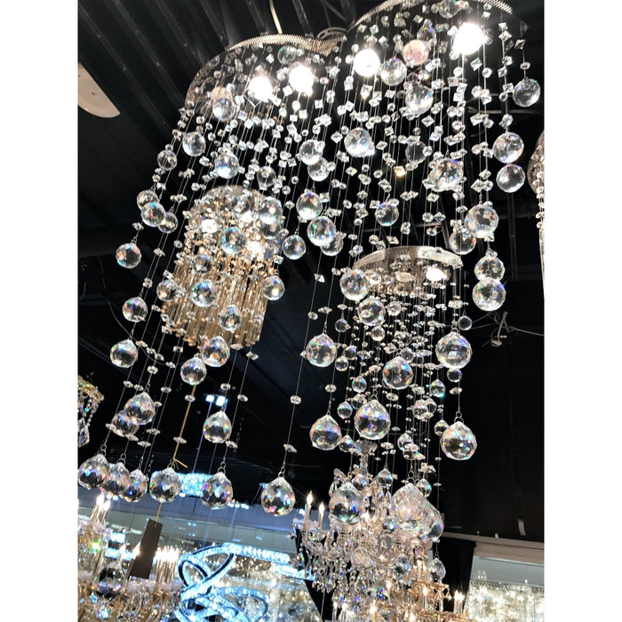 Icicle Polished Chrome Clear Crystal 6 Light Halogen Flushmount - Flushmounts