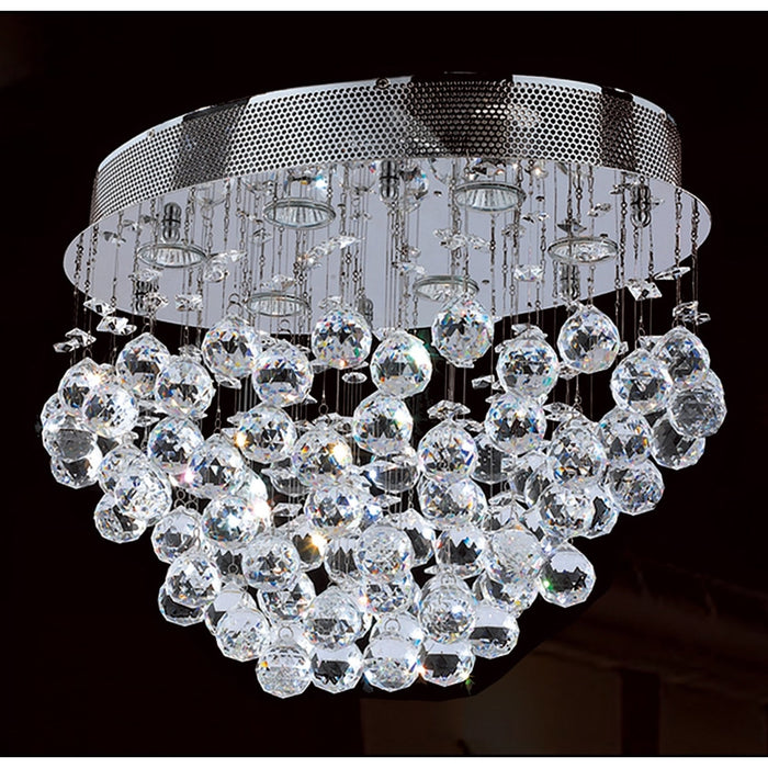 Icicle Polished Chrome Clear Crystal 6 Light Halogen Flushmount - Flushmounts