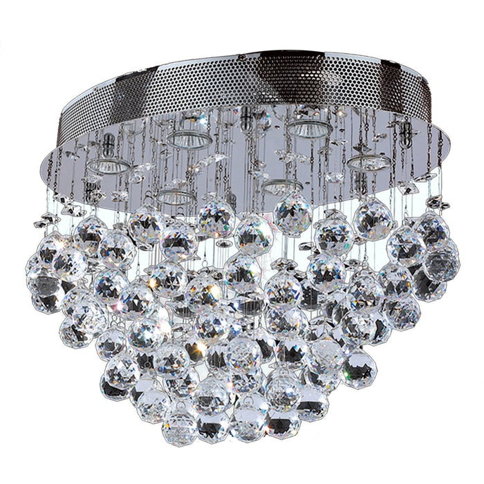 Icicle Polished Chrome Clear Crystal 6 Light Halogen Flushmount - Flushmounts
