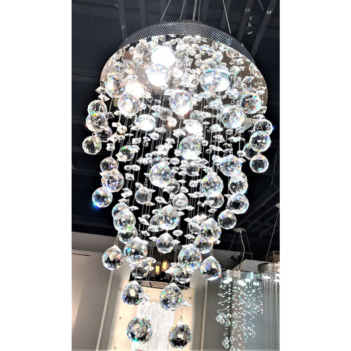 Icicle Polished Chrome Clear Crystal 7 Light Halogen Chandelier - Chandeliers