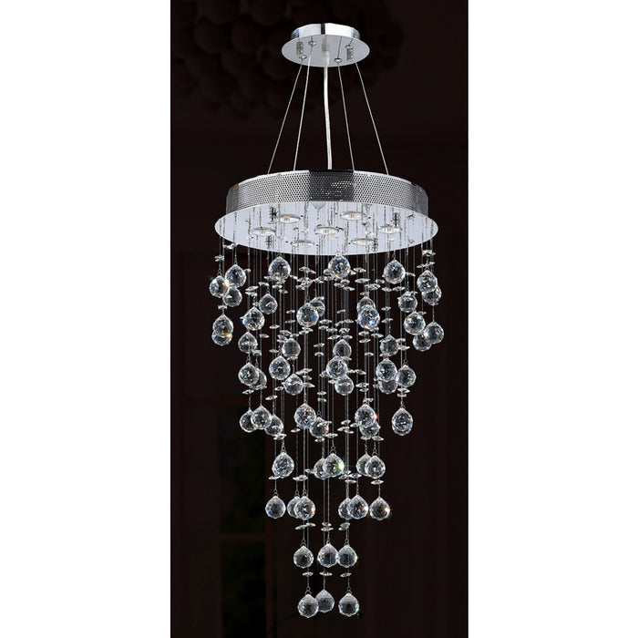 Icicle Polished Chrome Clear Crystal 7 Light Halogen Chandelier - Chandeliers
