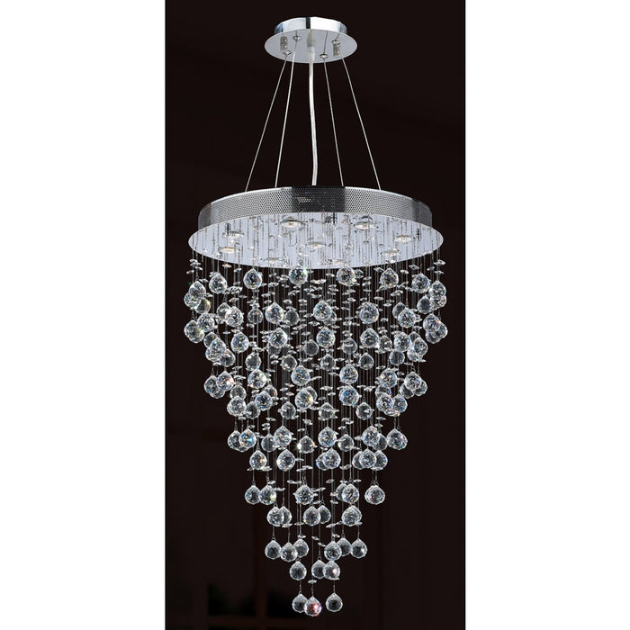 Icicle Polished Chrome Clear Crystal 9 Light Halogen Chandelier - Chandeliers