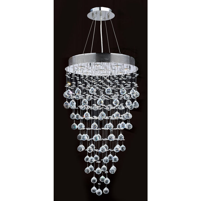 Icicle Polished Chrome Clear Crystal 9 Light Halogen Chandelier - Chandeliers
