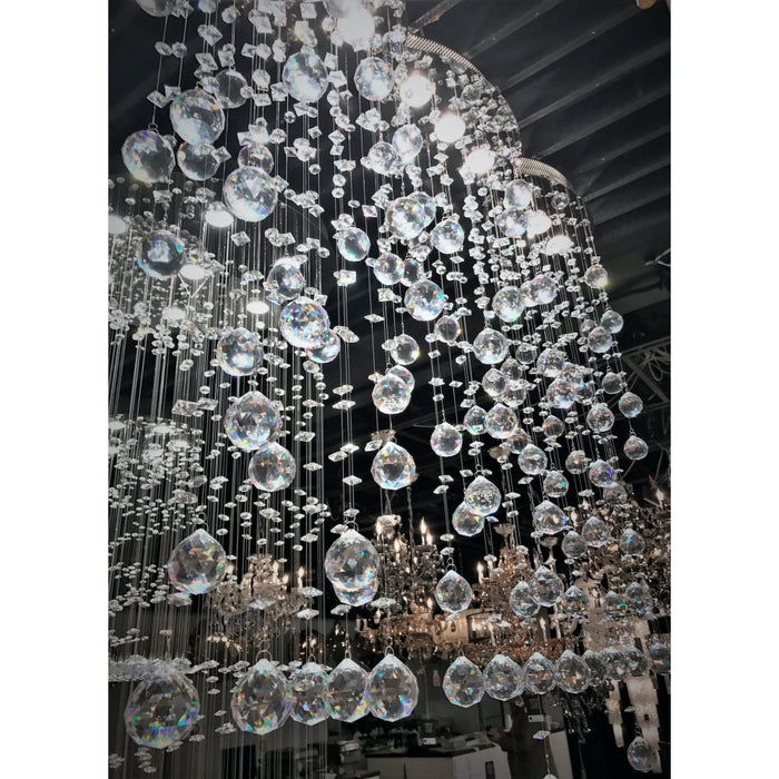 Icicle Polished Chrome Clear Crystal 9 Light Halogen Flushmount - Flushmounts