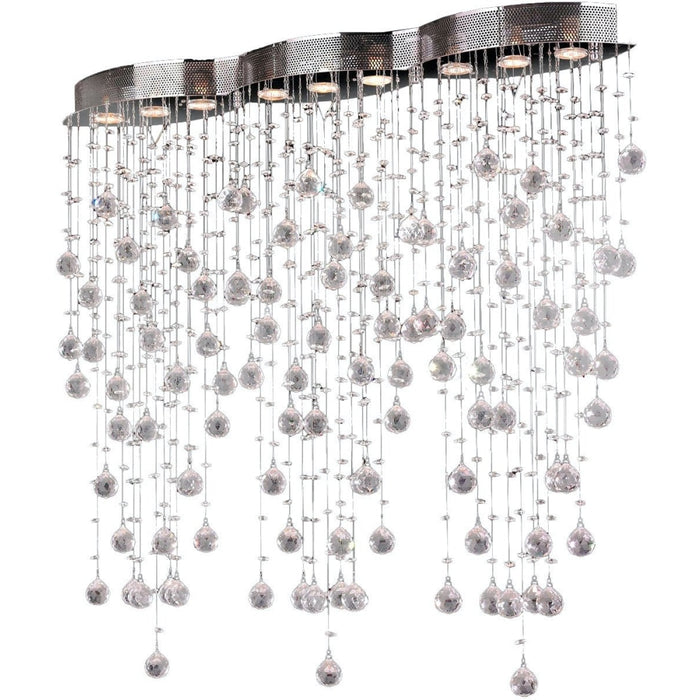 Icicle Polished Chrome Clear Crystal 9 Light Halogen Flushmount - Flushmounts
