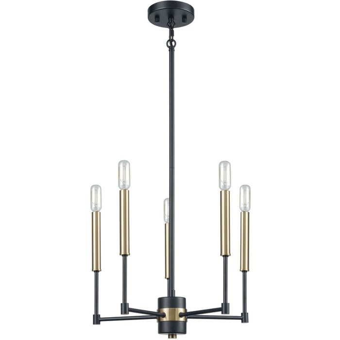 Livingston Matte Black Satin Brass Chandelier - Chandeliers