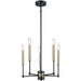 Livingston Matte Black Satin Brass Chandelier - Chandeliers