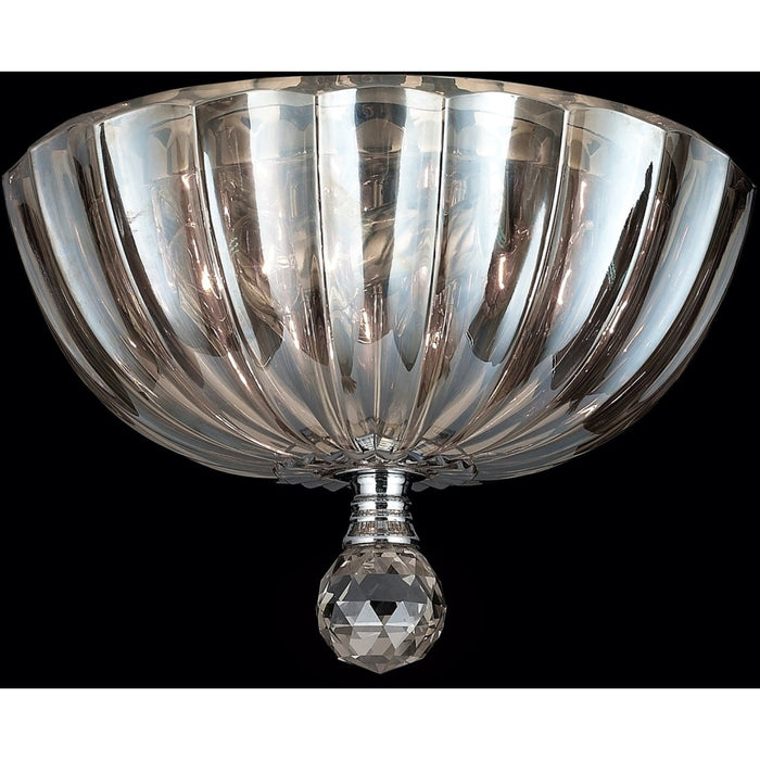 Mansfield Polished Chrome Clear Crystal 3 Light Flushmount - Flushmounts
