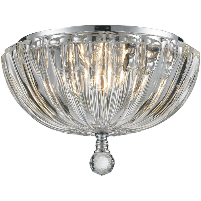 Mansfield Polished Chrome Clear Crystal 3 Light Flushmount - Flushmounts
