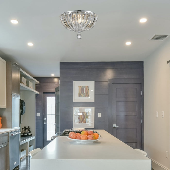 Mansfield Polished Chrome Clear Crystal 3 Light Flushmount - Flushmounts