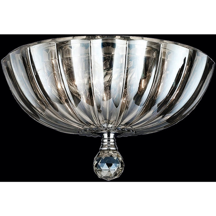 Mansfield Polished Chrome Clear Crystal 3 Light Flushmount - Flushmounts