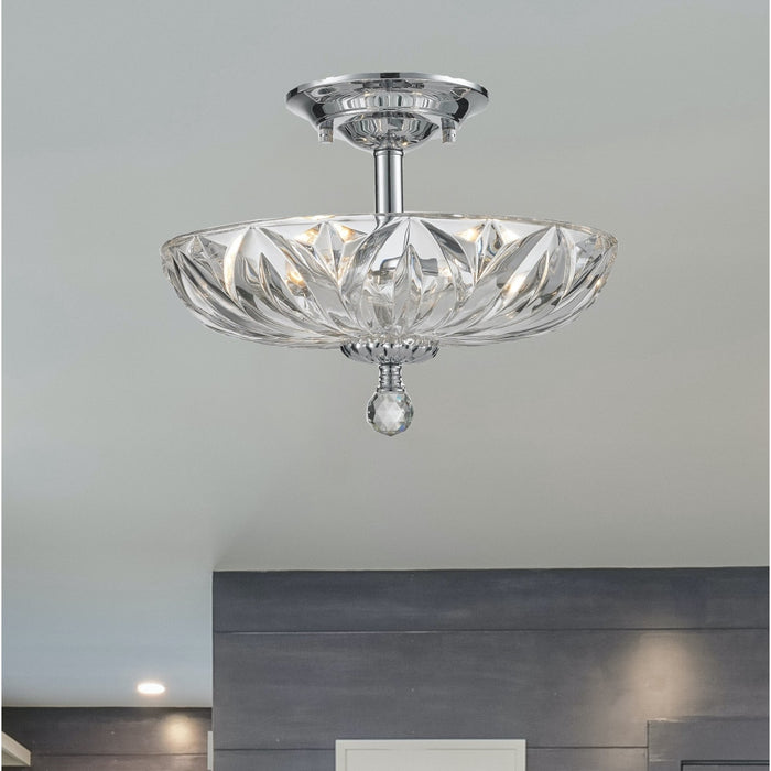 Mansfield Polished Chrome Clear Crystal 4 Light Semi-Flushmount - Semi-Flushmounts