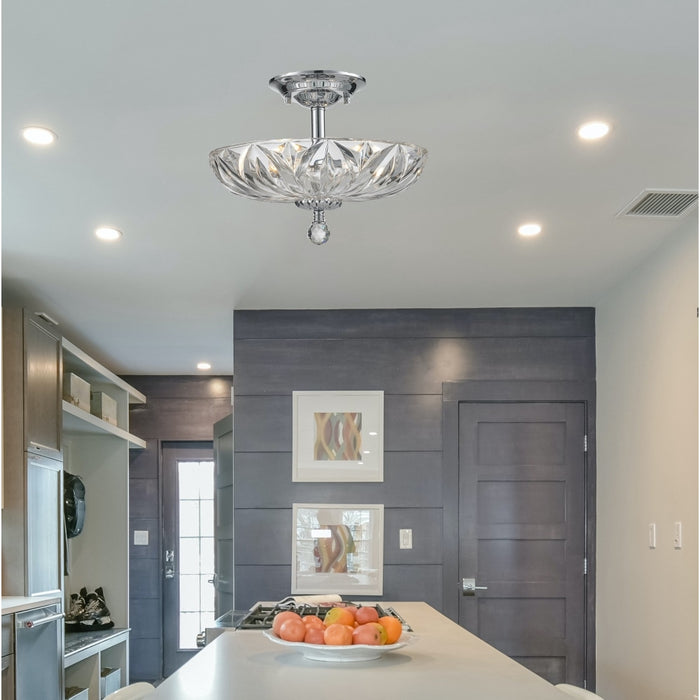 Mansfield Polished Chrome Clear Crystal 4 Light Semi-Flushmount - Semi-Flushmounts