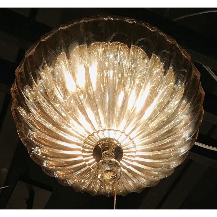 Mansfield Polished Chrome Golden Teak Crystal 4 Light Flushmount - Flushmounts