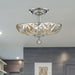 Mansfield Polished Chrome Golden Teak Crystal 4 Light Semi-Flushmount - Semi-Flushmounts