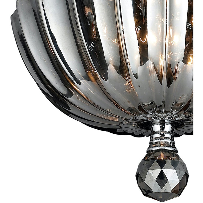 Mansfield Polished Chrome Smoke Crystal 3 Light Flushmount - Flushmounts