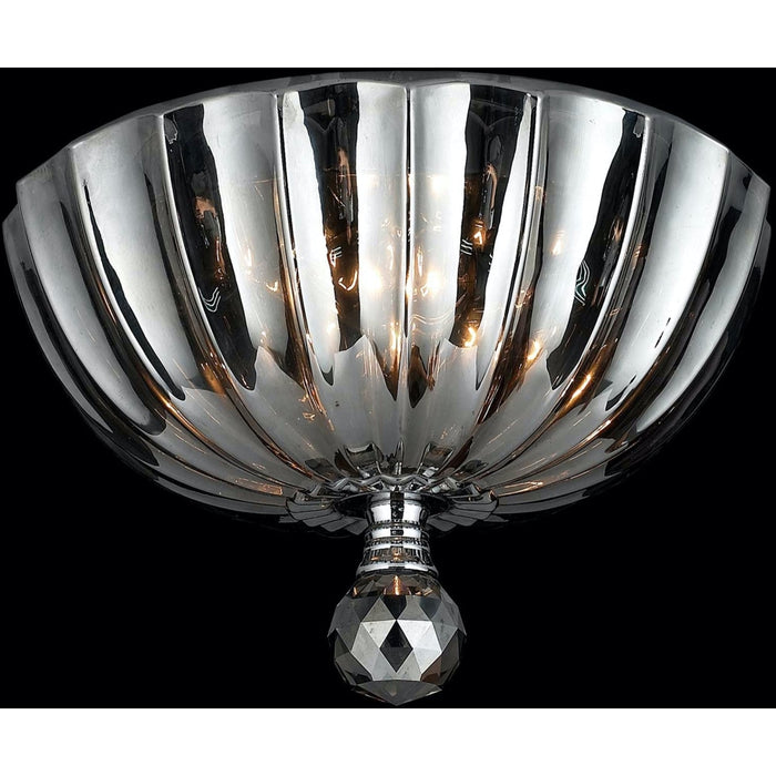 Mansfield Polished Chrome Smoke Crystal 3 Light Flushmount - Flushmounts