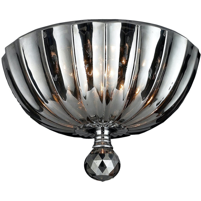 Mansfield Polished Chrome Smoke Crystal 3 Light Flushmount - Flushmounts