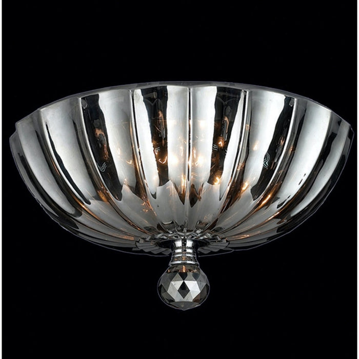 Mansfield Polished Chrome Smoke Crystal 3 Light Flushmount - Flushmounts