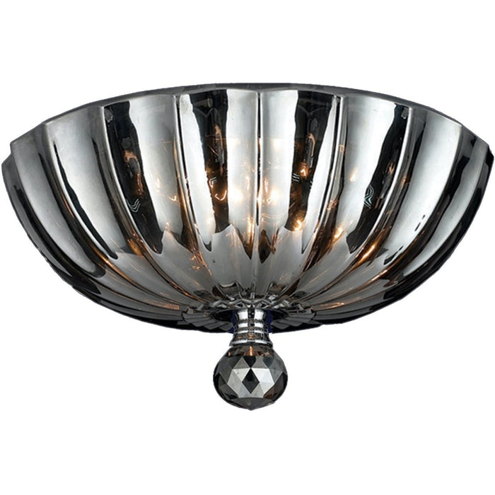 Mansfield Polished Chrome Smoke Crystal 3 Light Flushmount - Flushmounts