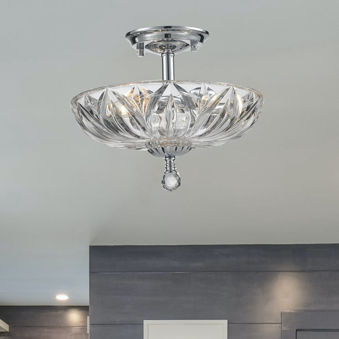 Mansfield Polished Chrome Smoke Crystal 3 Light Semi-Flushmount - Semi-Flushmounts