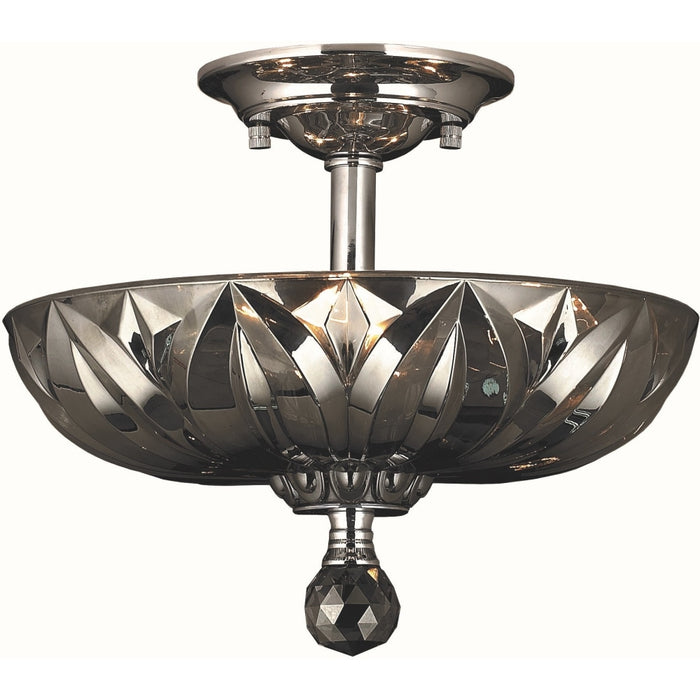 Mansfield Polished Chrome Smoke Crystal 3 Light Semi-Flushmount - Semi-Flushmounts