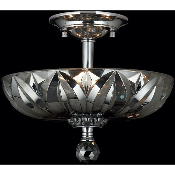 Mansfield Polished Chrome Smoke Crystal 3 Light Semi-Flushmount - Semi-Flushmounts