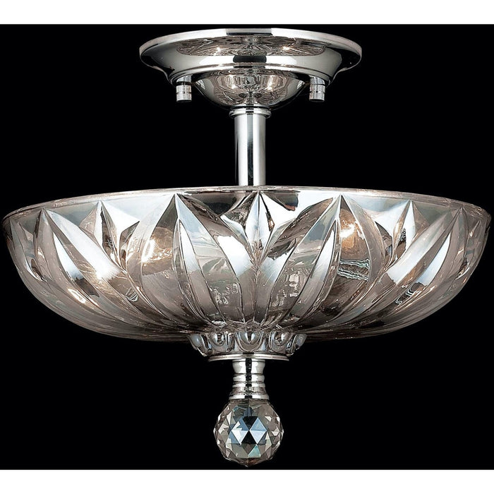 Mansfield Polished Chrome Smoke Crystal 3 Light Semi-Flushmount - Semi-Flushmounts