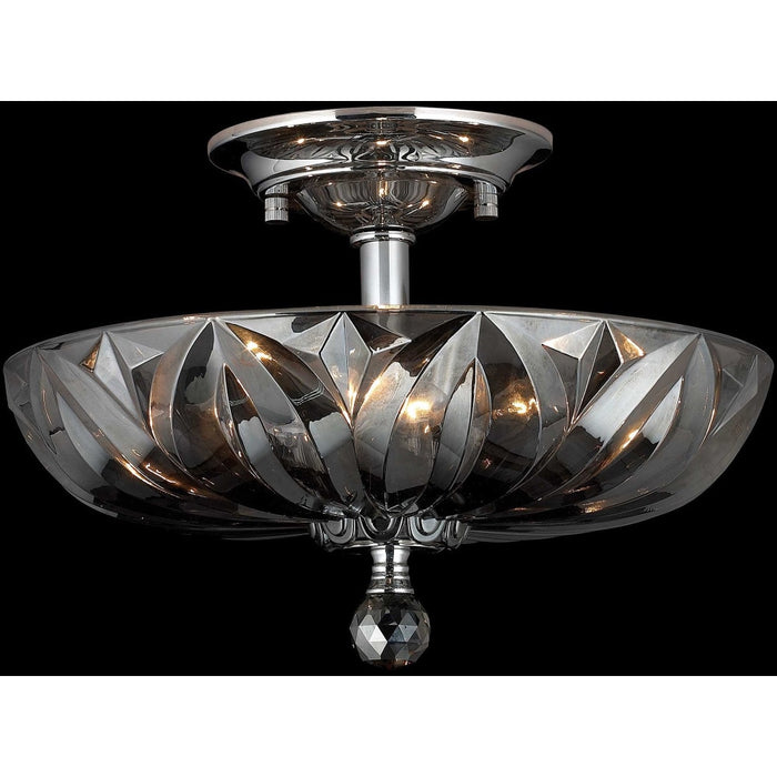 Mansfield Polished Chrome Smoke Crystal 4 Light Semi-Flushmount - Semi-Flushmounts