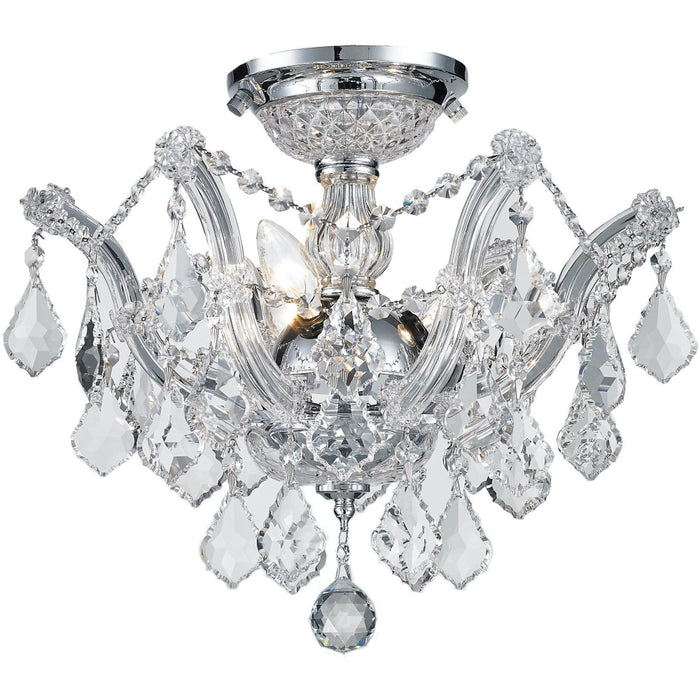 Mari Theresa Polished Chrome Clear Crystal 3 Light Semi-Flushmount - Semi-Flushmounts