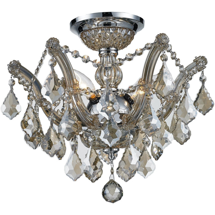 Mari Theresa Polished Chrome Clear Crystal 3 Light Semi-Flushmount - Semi-Flushmounts