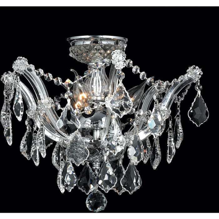 Mari Theresa Polished Chrome Clear Crystal 3 Light Semi-Flushmount - Semi-Flushmounts